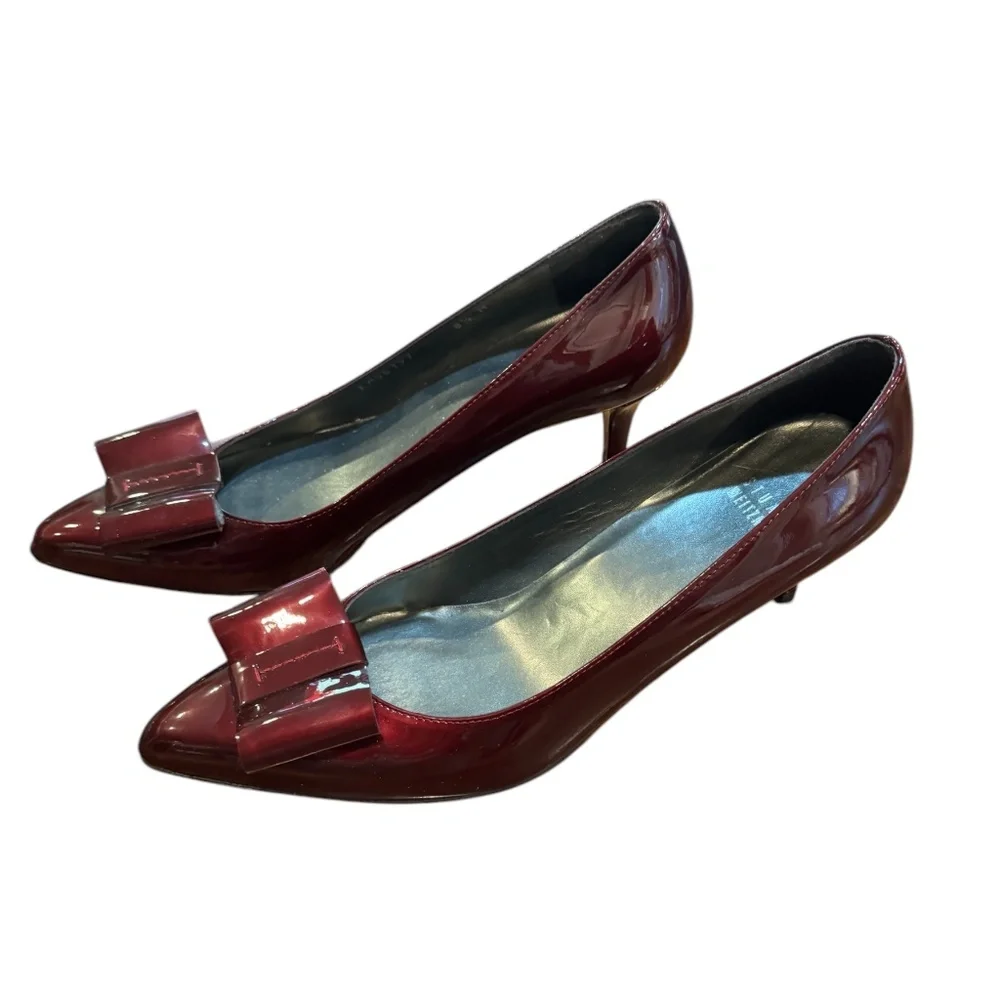 Womens, Stuart Weitzman Kitten Pump. Size: 8 1/2, Color: Rosewood (Burgundy) - Picture 1 of 8